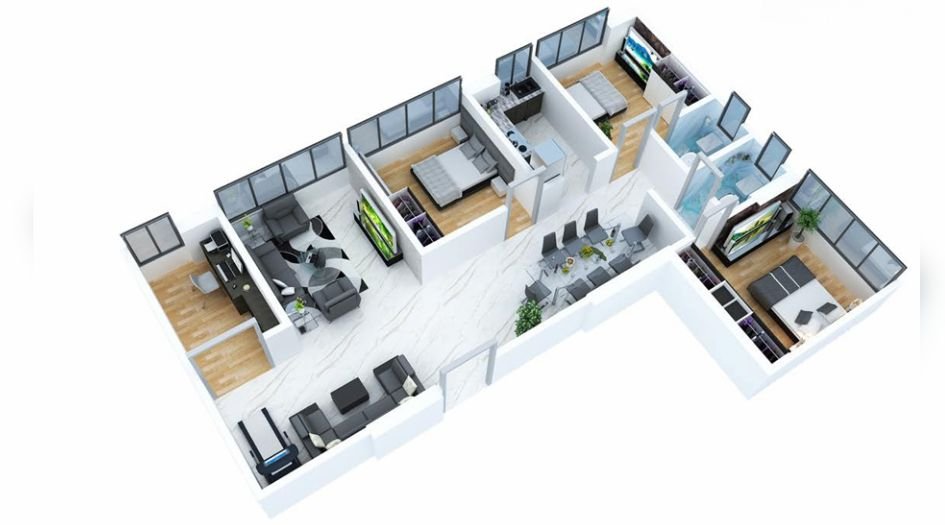 Mass-Mondeal-Floor Plan- 3.5 BHK- 930 Sqft